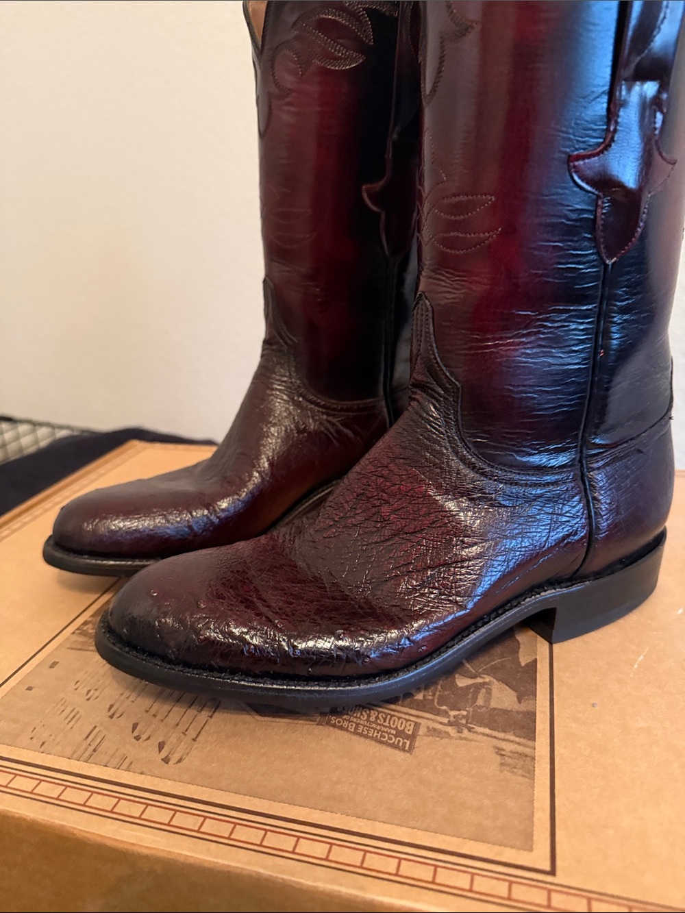 Vintage Hand Made Lucchese Women’s Ostrich Western Cowboy Boots